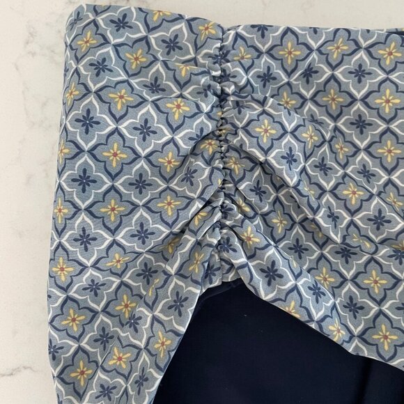 Reversible Print/Solid Hi Waist Bikini Bottoms Grey Blue Yellow Sz S/M no tags - Picture 3 of 7